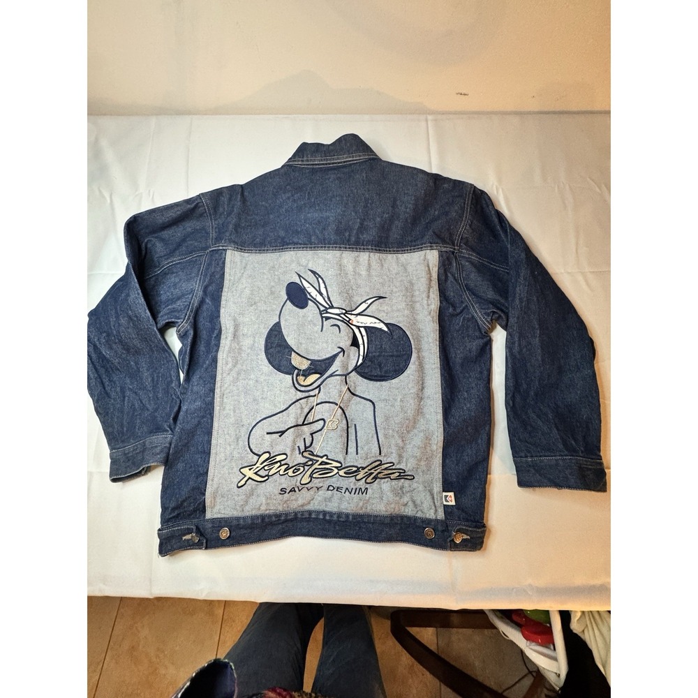 Y2K Kno' Betta Denim Jacket Sz Medium Blue With Back Mouse Patch  Hip Hop - Picture 12 of 16